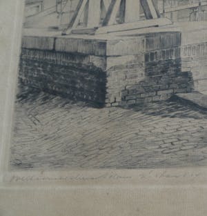 Frans IJserinkhuijsen - Ingelijste ets, “Overtoomse Sluis, Amsterdam” - 1945 kopen? Bied vanaf 35!