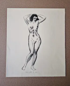 Wim Zwiers - Monochrome lithografie staand vrouwelijk naakt - zeer kleine oplage - 1949 kopen? Bied vanaf 39!