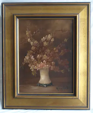 Niet of onleesbaar gesigneerd - Ingelijst , Olieverf , Bloemstilleven – onduidelijke signatuur… kopen? Bied vanaf 1!