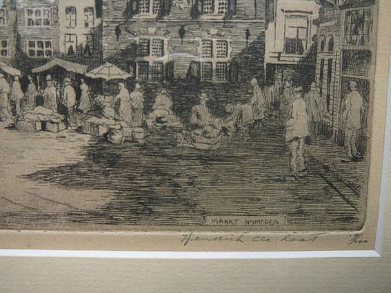 Hendrik de Laat - Markt Nijmegen -ets- kopen? Bied vanaf 30!
