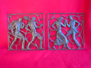 Heinrich Friedrich Moshage - Bronzen reliëfs arbeiders en dansend paar. kopen? Bied vanaf 120!