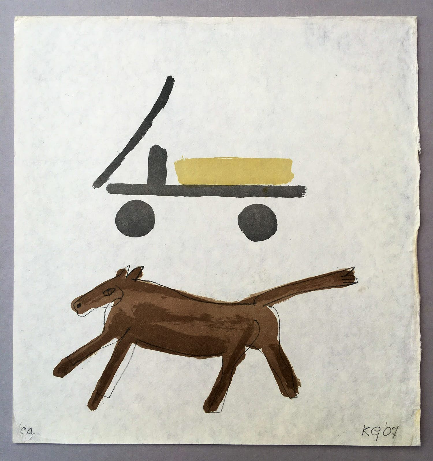 Klaas Gubbels - litho op handgeschept papier 'De Kar' - 2007 kopen? Bied vanaf 145!