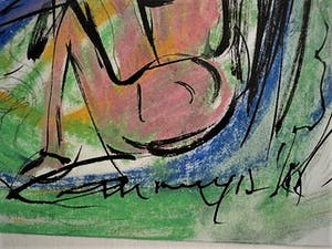 Buy Edith Cammenga - Grote expressionistische Gem.Technk. Voorstelling met figuren - gesigneerd? Bid from 19!