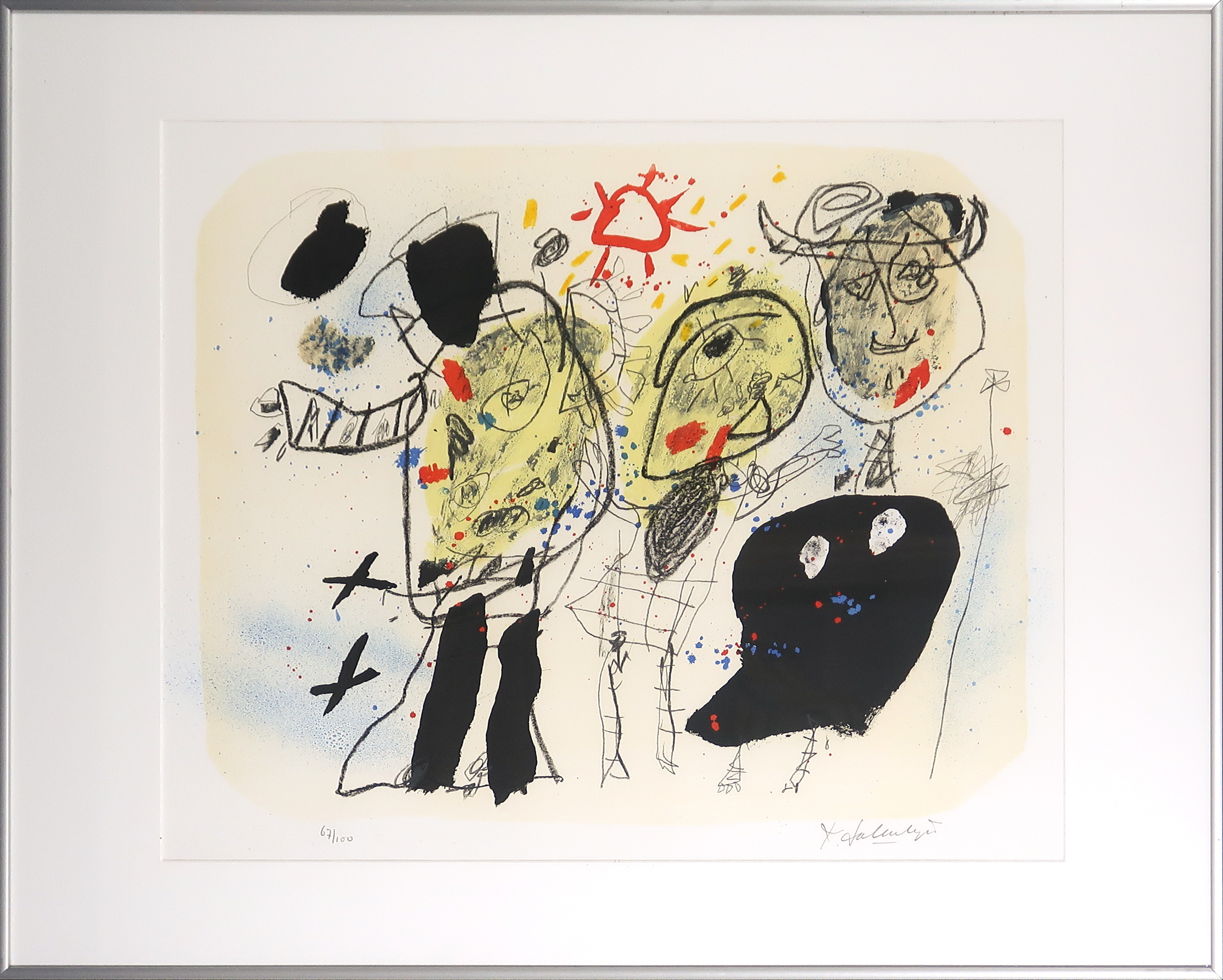 Kees Salentijn - Zeefdruk, Tres Hombrecitos - Ingelijst verkocht voor € 35!