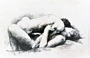 Aat Veldhoen - Innige omhelzing verkocht voor € 30!