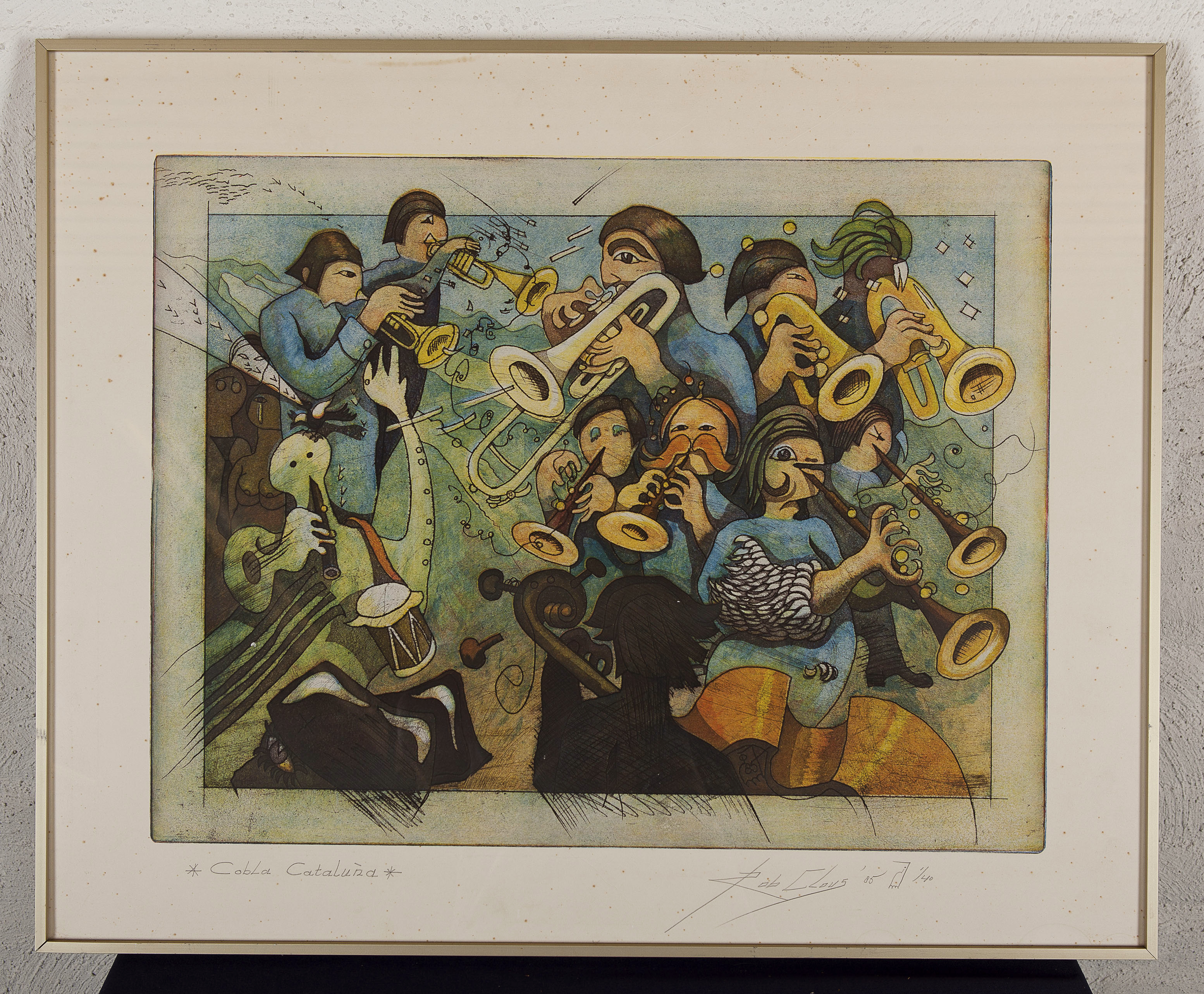 Rob Clous - Cobla Cataluna, ed. 1/40, 1985 - ets en aquatint op papier kopen? Bied vanaf 10!