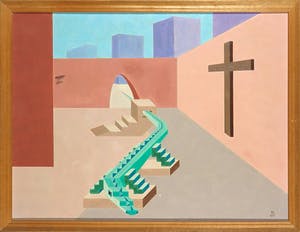Emile van der Grijp - Olieverf op hardboard, Mausoleum van de laatste kapitalist - Ingelijst kopen? Bied vanaf 1!