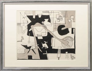 Henri Titselaar - Ikttekening, Abstracte compositie - Ingelijst + boek kopen? Bied vanaf 1!