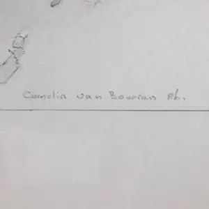 Cornelia van Beveren - potloodtekening - Besneeuwde bergtoppen - ingelijst kopen? Bied vanaf 95!