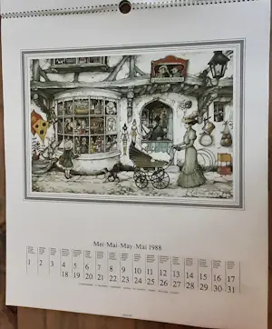 AcheterAnton Pieck - Bijzondere kleurrijke Jaarkalender 1988 (Origineel met copyright Anton Pieck)? Enchérissez de 20!