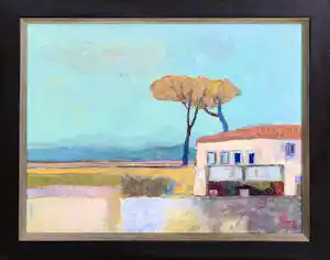 Rob Jacobs - Landschap met huis in de Provence, Frankrijk - olie op doek verkocht voor € 90!