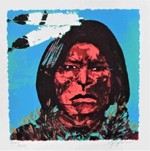 Espen Hagen - Kleurenzeefdruk INDIAAN --BLAUW Handgesigneerd. kopen? Bied vanaf 30!