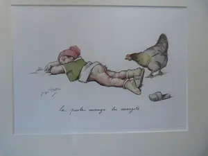 Georges Redon - la poule mange les escargots. kopen? Bied vanaf 60!