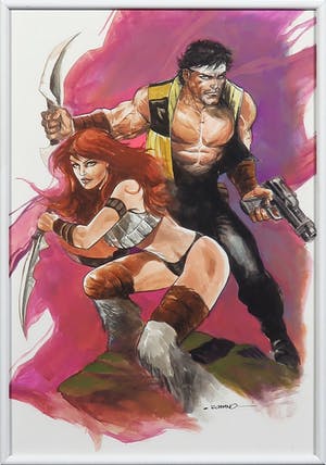 Romano Molenaar - Tekening en aquarel, Storm en Roodhaar - Ingelijst kopen? Bied vanaf 160!