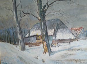 Niet of onleesbaar gesigneerd - Winterlandschap - Olieverf op doek op paneel - Hollandse School kopen? Bied vanaf 1!