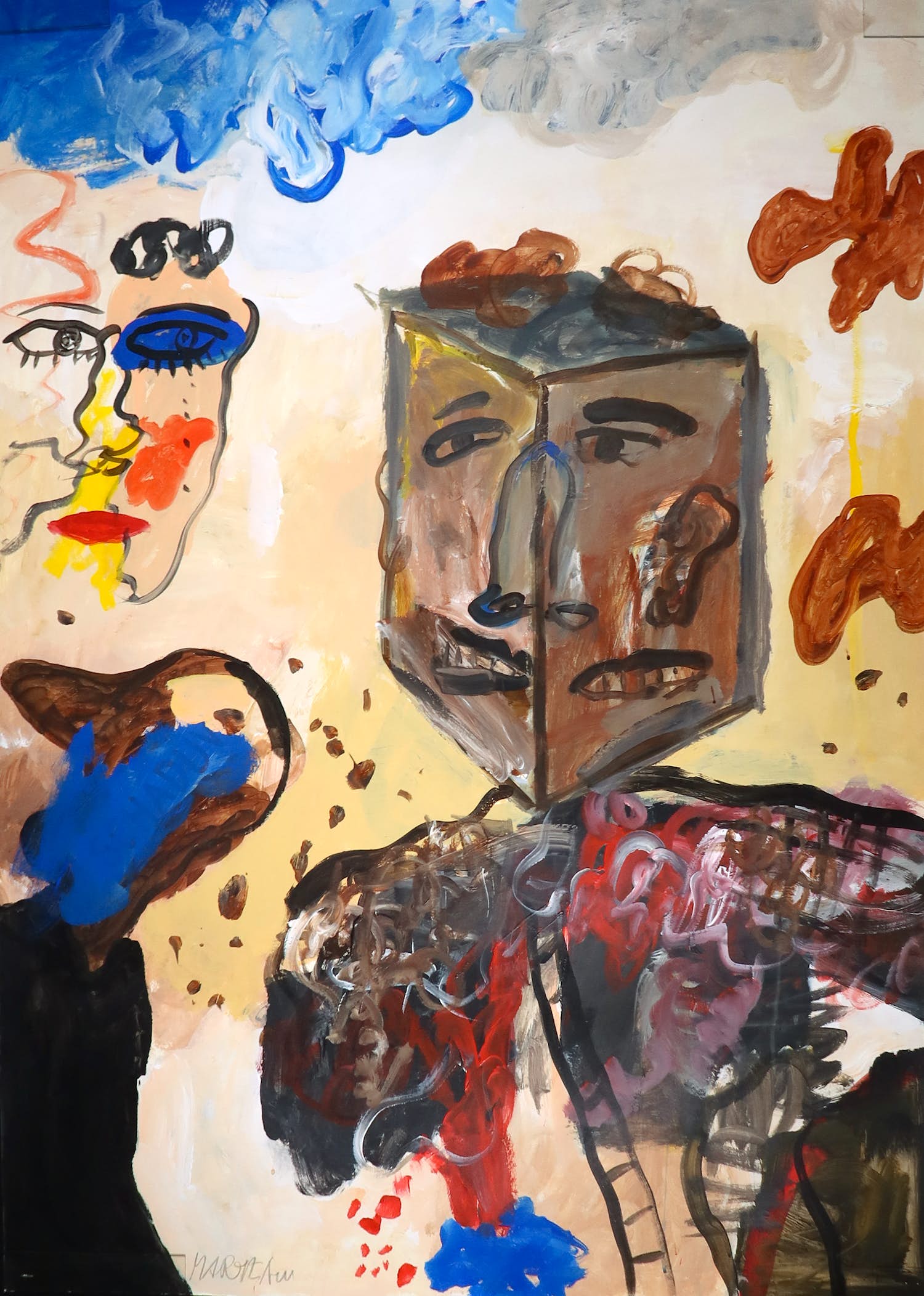 Anton Martineau - Olieverf op papier, Abstracte compositie (Groot) verkocht voor € 120!