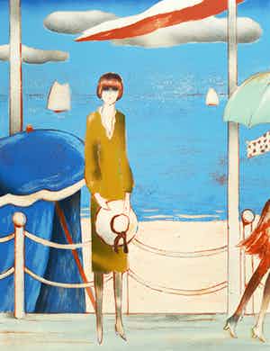 Jean Pierre Cassigneul - Au bord de la mer à Deauville, litho (prachtig ingelijst) verkocht voor € 475!