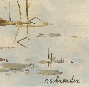 Pieter Schreuder - Olieverf op doek, Landschap met schuuur kopen? Bied vanaf 70!