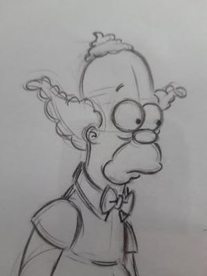 Matt Groening - originele productie tekening, The Simpsons, Krusty The Clown, ingelijst kopen? Bied vanaf 70!