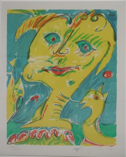 Carl-Henning Pedersen - Grote litho The Hill of the Elves II - 1985 - 159/250 - Ingelijst kopen? Bied vanaf 350!