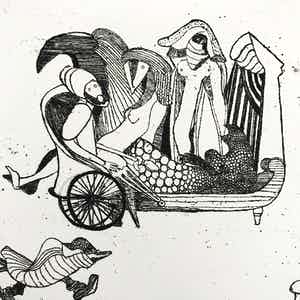 Vic Gentils - Gesigneerde ets - 1981 - 'De Sofa' - VII/XX verkocht voor € 35!