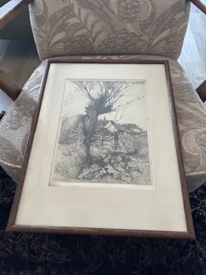 Adrianus Johannes Grootens - Wilg bij boerderij - handgesigneerde litho kopen? Bied vanaf 35!