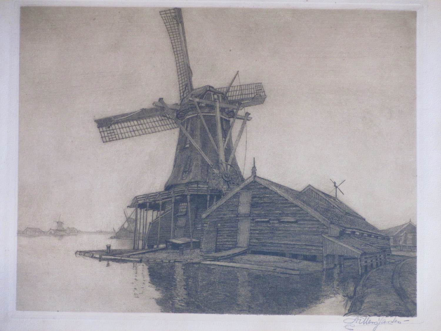 Willem Jansen - Waterlandschap met houtzaagmolen - Ets kaufen? Bieten Sie von 38!