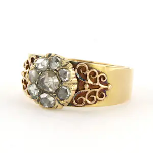 18k geel gouden ring bezet met roos geslepen diamant tot. 0.40ct – G/H - SI kopen? Bied vanaf 700!