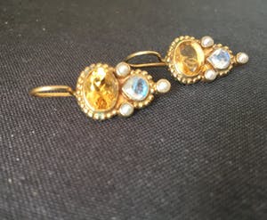 1e gehalte Zilver - vergulde oorhangers met labradoriet en citrien kopen? Bied vanaf 1!