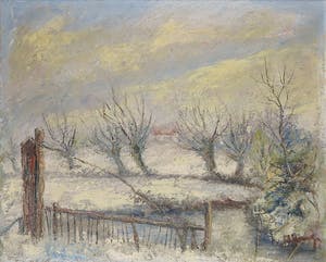 Niet of onleesbaar gesigneerd - Olieverf op doek, Knotwilgen in de winter - Ingelijst kopen? Bied vanaf 1!