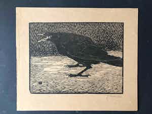 Jan Mankes - Houtsnede Zwarte Kraai - Gesigneerd - 1918 verkocht voor € 395!