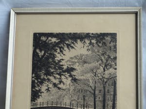 Maarten Langbroek - Ets, Reguliersgracht, Amsterdam – Gesigneerd en ingelijst – ca 1965 kopen? Bied vanaf 10!