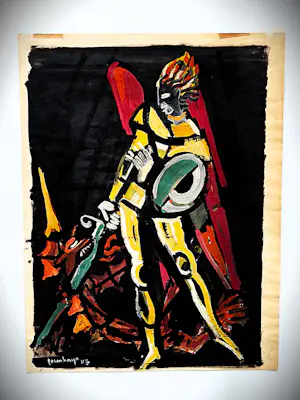 charles Counhaye - belangrijk Waals expressionist - Ridder verslaat Draak 1942 - gesigneerd kopen? Bied vanaf 46!