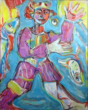 Christine Spierings - Olieverf op doek, Under water verkocht voor € 50!