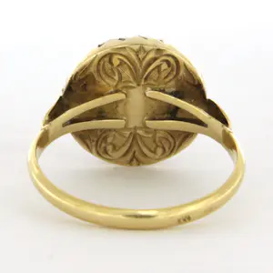 14k goud en zilver ring met koraal en roos geslepen diamant tot. 0.15ct kopen? Bied vanaf 560!