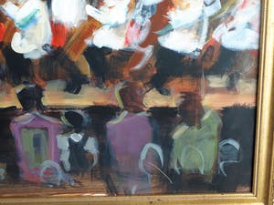 Niet of onleesbaar gesigneerd - Groot , ingelijst acrylverf op doek , Het concert – 1998 - 81 x 111 cm kopen? Bied vanaf 1!