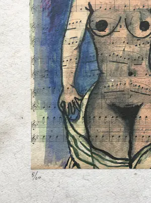 Corneille - zeefdruk ‘Sophie’ - naakt op muziekpapier. kopen? Bied vanaf 125!