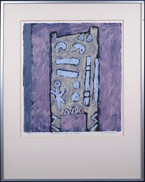 Peter Verheijden - Zeefdruk, Stoelleuning met tekens - Ingelijst kopen? Bied vanaf 35!