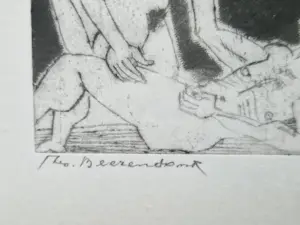 Theo Beerendonk - Erotische jaren 60 droge naald Ets - potloodgesigneerd - klein formaat kopen? Bied vanaf 20!