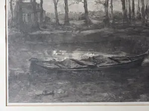 Jozef Israëls - Man met schuit. Groot. Ets Graadt van Roggen. kopen? Bied vanaf 110!