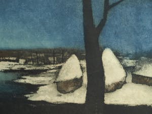 Roger Hebbelinck - naar Albert Saverys - Kleurenets , Paysage d’Hiver / Winterlandschap - GROOT kopen? Bied vanaf 10!