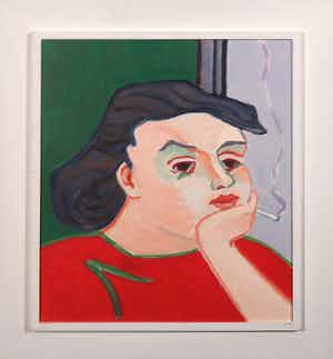 Paul Overhaus - Olieverf op hardboard, Vrouw in Amerika - Ingelijst verkocht voor € 50!