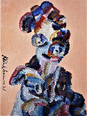 Henk Klinkhamer - Non-Conformist - Expresionistisch portret "Vrouw" gesigneerd verkocht voor € 20!