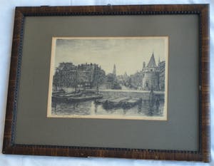 Louis Landre - Ingelijste litho, Prins Hendrikkade Amsterdam – ca 1925 kopen? Bied vanaf 25!