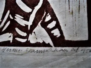 Herman Stammeshaus - Vroeg (1956) dubbele rood & zwarte Inkt Houtsnede "Zebra's" Zeer kleine oplage! kopen? Bied vanaf 43!