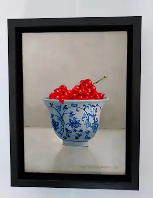 Marian van der Sanden - 2x Stilleven kopjes en kommetje besjes kopen? Bied vanaf 425!