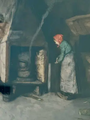 Emanuel Samson van Beever - Boereninterieur, vrouw bij haard kopen? Bied vanaf 45!