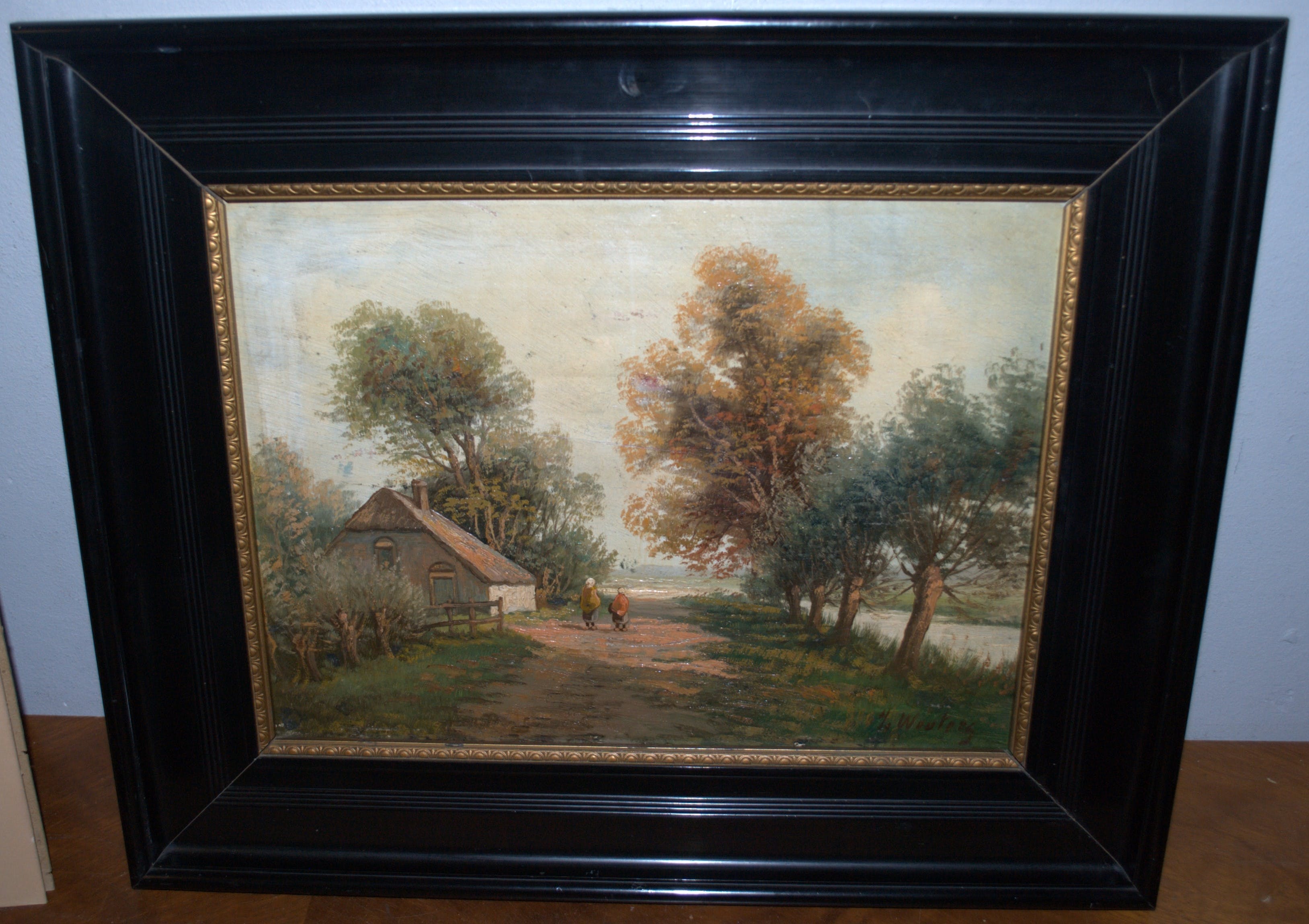 Niet of onleesbaar gesigneerd - landelijke scene - olieverfschilderij kopen? Bied vanaf 1!