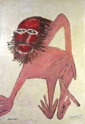 Pieter Haan - Acryl op karton, Aapmens (Groot) kopen? Bied vanaf 1!