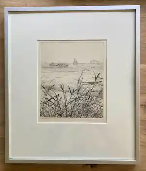 Reinder Homan - Ets, Landschap met riet in de polder ‘89 vendu pour 50€ !